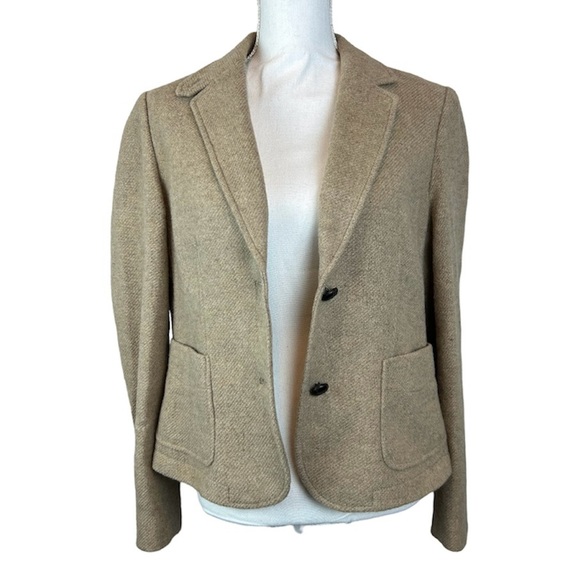 Banana Republic Tan Wool Blend Blazer Women’s Size 12 Two Button Jacket Brown - Picture 3 of 9
